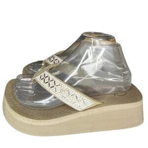 Womens Skechers Vinyasa Lotus Princess 31619 Rhinestones Flip Flop Sandal Brown